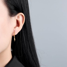 CERSLIMO Women's Gold Hoop Earrings with Small Zirconia Pendant Moon & Stars Pendant for Women Girls Earrings Gold 10K Gold-Plated Hoop Earrings Set, Cubic Zirconia