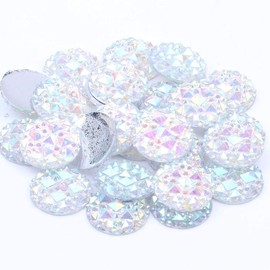 MajorCrafts 20pcs 20mm Crystal AB Multi-Facets Flat Back Round Resin Rhinestones