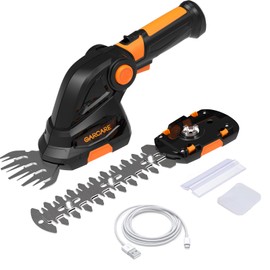 GARCARE 2 in 1 Grass Shears & Hedge Trimmer, Cordless Handheld Bush Trimmer, 1200rpm Grass Cutter with 2000mAh Built-in Battery