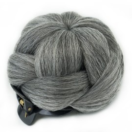 IMISSU Braided Hair Bun Maker Scrunchie - Claw Hairpiece for Easy Chignon & Updo Styling with Secure Hold (Grey)