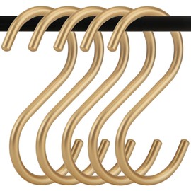 ULWSKY 10Pcs Gold S Hooks,Aluminum Alloy S Shaped Hooks,Gold Hook Hanger,Heavy Duty S Hook,Utility S Hook for Bathroom,Cloakroom,Kitchen,Garden
