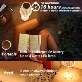 Amingulry Cordless Table Lamp, 4000mAh Rechargeable Battery Operated Lamp, 3 Color Modes & Stepless Dimmable LED Touch Lamp, Portable Crystal Metal Beside Lamps for Bedroom Restaurant Outdoor(White)