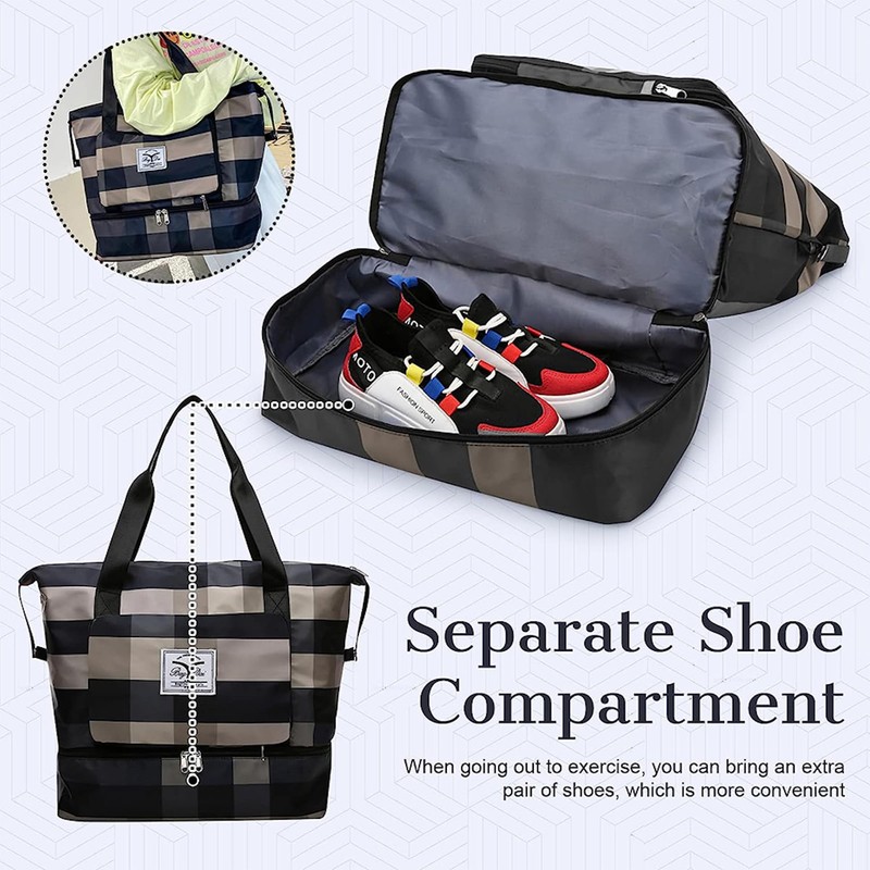 Foldable Dry/Wet Separation Travel Bag,Large Capacity Folding Travel Bag,Unisex Portable