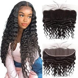 QTHAIR 14A 13x4 Trasparent HD Lace Frontal Human Hair 14" Frontal Pre Plucked Natural Hairline with Baby Hair Ear to Ear Frontal Loose Body Wave Human Hair Frontal