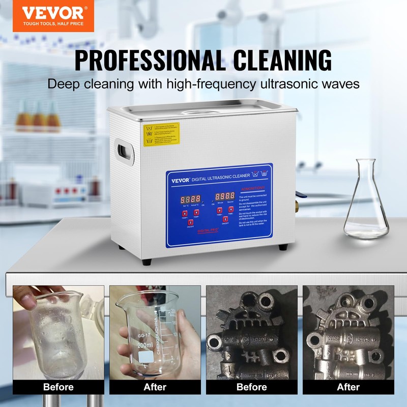 VEVOR Commercial Ultrasonic Cleaner 6L Professional Ultrasonic Cleaner 40kHz with