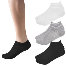 Sunm Boutique No Show Socks Mens Low Cut & Non Slip, Invisible Liner Casual & Formal Socks, Flat Boat Line 3 Pairs (Black+Grey+White, 6-10)