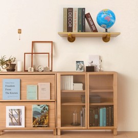 Gold Pipe Shelf Brackets 8 Inch, Industrial Metal Vintage Shelving Bracket, Wall Mounted DIY Iron Pipe Brackets for Floating Shelves, Set of 4