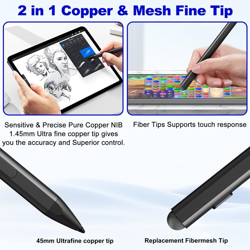 Surface Pro Pen for Surface Pro 9/10/11/8/X/7/7 plus/6/5/4/3, Surface Book/Laptop/Go/Studio,