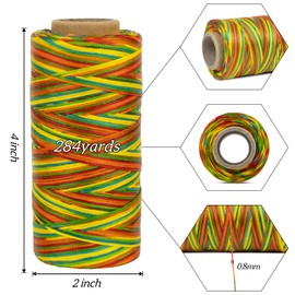 LEREATI Leather Yarn 0.8 mm x 260 m Flat Wax Cord Waxed Thread Leather Sewing Thread Leather Sewing Thread Yarn for Crafts, Sewing, Repair, Bookbinding, Jewellery, Crochet (Light Blue)