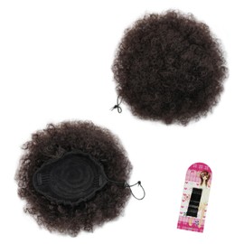 Afro Puff Drawstring Ponytail for Black Women, Short Kinky Curly Afro Ponytail Synthetic Hair Puffs, Premium Medium Brown Afro Bun Drawstring Ponytail for Women Girls (4 Medium Brown)