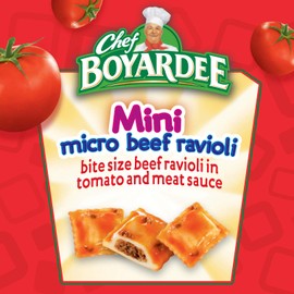 Chef Boyardee Mini Micro Beef Ravioli, Microwave Food, 7.5 OZ Microwaveable Bowl (12 Bowls)