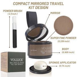 VOLLUCK Root Touch up Powder, Instant Hairline Powder for Thinning Areas and Gray Hair Coverage, Natural and Non-greasy Root Cover up for Women and Men (Light Brown, 0.14 Ounce)