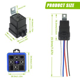 EPLZON 4 PIN 80/60 AMP 12V DC SPST Waterproof Relay Heavy Duty 14 AWG Tinned Copper Wires with Harness Kit for Boats Auto Fan Cars(Pack of 2pcs)