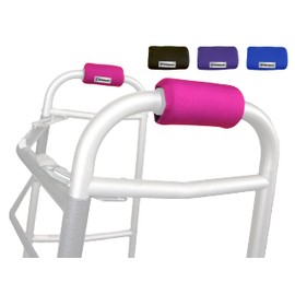 Crutcheze Walker Padded Hand Grip Covers Made in USA Moisture Wicking, Comfort, Fashion, Washable - Walker Handle Cushion - Mobility Aid Accessories (Pink)