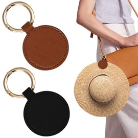 PACIOCEAN 2pcs Magnetic Hat Clips for Travel,PU Hat Clip Holder Outdoor for Sun Hat,Bag Wide Brim Hat Clip,Hands Free Bag Accessory,Will Not Leave Marks (Black,Brown)