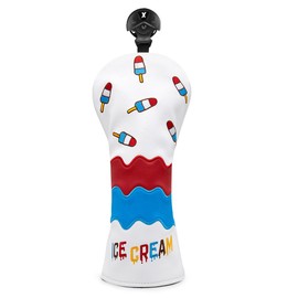 Golf Club Head Cover Ice Cream Embroidered Overflow Wood Cover Driver Fairway Wood Utility Hybrid Headcover with Number Tag Summer Limited (for FR)