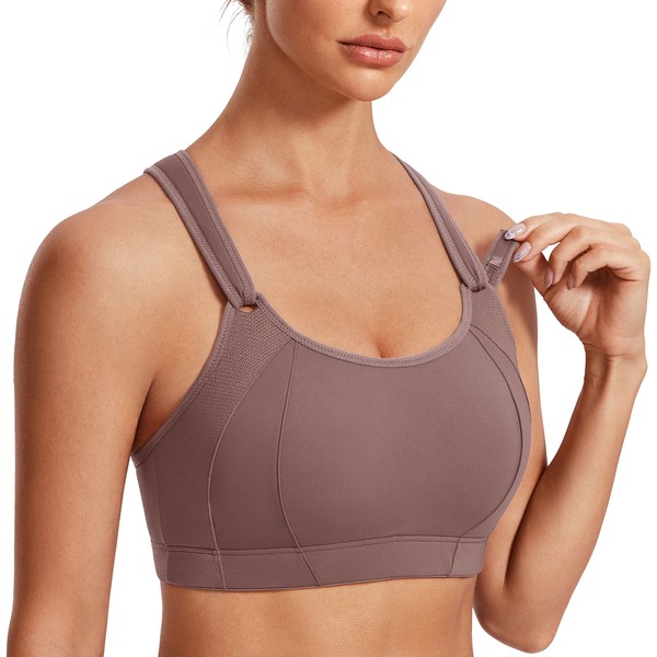 SYROKAN Women's Sports Bra Front Adjustable High Impact Support Padded