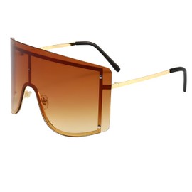 SC Sapphire Gorgeous Skin Collection Oversized Gradient Shield Sunglasses – UV400 Protection, Futuristic Full-Coverage Design (Golden Brown)