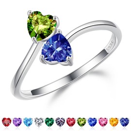 Iefil Mom Gifts for Women Jewelry, August December Birthstone Rings, Peridot & Tanzanite Birthstone Jewelry, Sterling Silver Rings, Engagement Rings for Women, Wedding Rings for Women