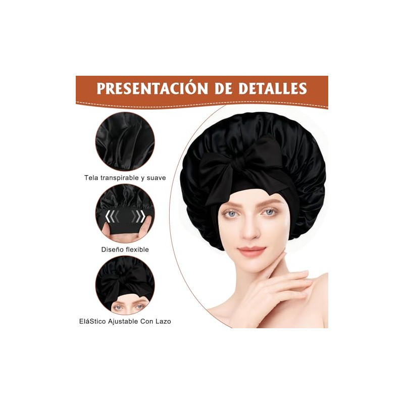 Tubos para Cabello Sin Calor: Gorro de Seda para Dormir