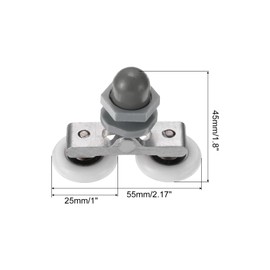 PATIKIL Shower Door Rollers, 25mm/1", 4 Pack, White, Nylon, Bearing Steel, PP, Grey, Under Mount, Side Mount, Replacement Part