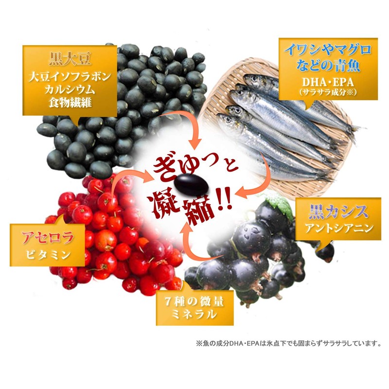 黒大豆黒酢黒丸 62粒 6袋セット 国産黒酢もろみ 黒大豆 黒酢 (約6ヶ月分)