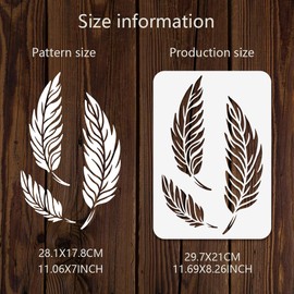 NBEADS Tiny Feather Painting Stencil, 29.7 x 21 cm Reusable DIY Arts and Crafts Stencils Hollow Out Drawing Painting Template for Painting on Wood Fabric Paper Walls Canvas Furniture