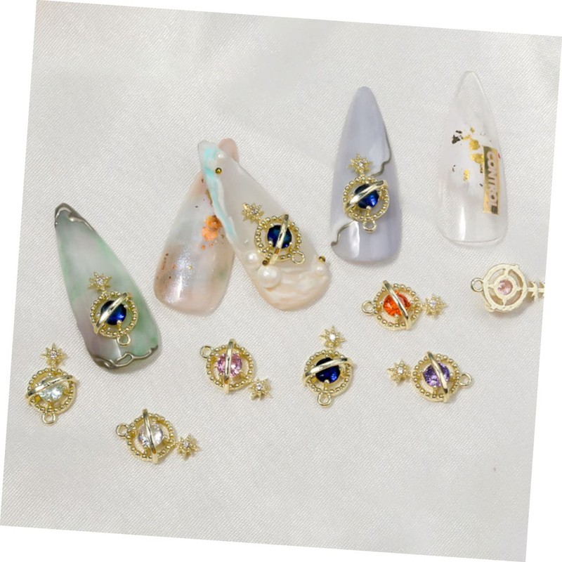 6pcs Nail Planet Zircon Nail Ornament Metal Nail Art Rhinestone