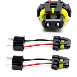 iJDMTOY One Pair H4 (M) to 9005 (F) Hi-Beam Adapters Connectors Wires, Compatible with Automtive Driving Light, Running/DRL, Fog Light, Retrofit, Off-Road Lighting, etc