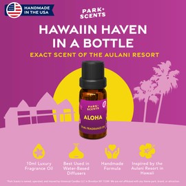 Park Scents Aloha – Hawaii Resort Theme Park Luxury Hotel Fragrance Oil – Coconut, Pineapple, Tropical Florals and Vanilla – Essential Oils for Diffusers, Home, Aromatherapy, Gifts for Women (10ml)