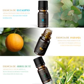 AROMA ESENCIA PURA - Kit Aceites Esenciales para Difusor 6 Piezas - Aromaterapia - esencias para difusor - Aromas para Difusor - Esencias para Humidificador, Calidad Premium, Largo duración y Formula Concentrada