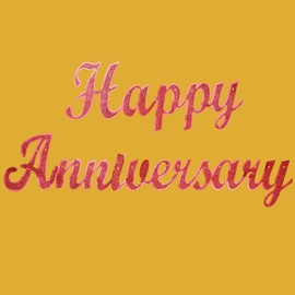 OyeHappy Happy Anniversary Banner – Pre-Strung Red Glitter Metallic Decoration | No DIY Needed | Elegant Party Decor for Anniversary Celebrations, Photo Booth & Romantic Setup