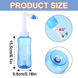 Nasal Shower Bottle (300 ml), Pack of 2 Neti Pot for Adults and Children, BPA-Free Nasal Rinse Can, for Nasal Flushing, Nose Rinse, Nose Cleaning, Sinus Rinse