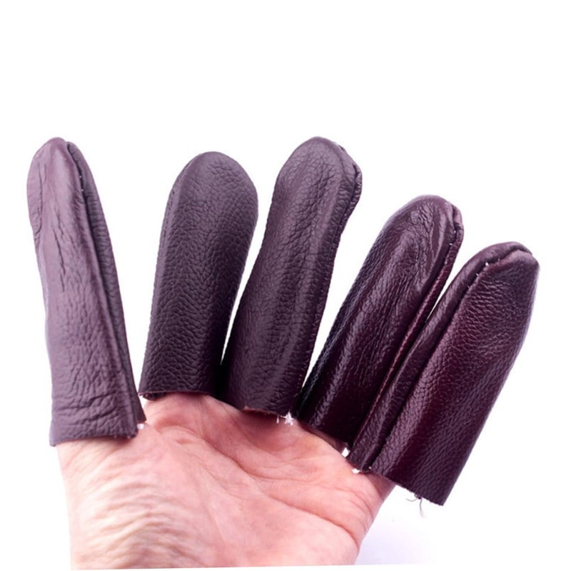 IWOWHERO Finger Protector Set 10pcs Leather Thimble Covers for Craft