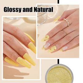 eodci EODCI Dip Powder Reflective Yellow Glitter Nail Dipping Powder French Powder Glitter Nail Art Starter Manicure Salon DIY at Home No Needed Nail Lamp Curing Odor-Free&Long-Lasting 1 Oz