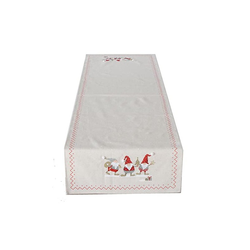 CasaJame Christmas Table Runner, Linen, 138 x 40 cm, Natural,