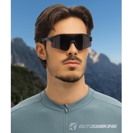 OUTDOORKING Polarized Sports Sunglasses for Men Women Unbreakable Frame Cycling Fishing Wrap Around Sunglasses UV Protection for Fishing Driving Cycling