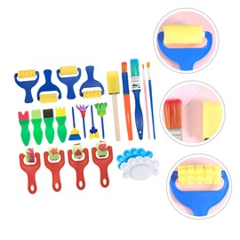 Gatuida 1Set Sponge Painting Brush Set DIY Art Tool Kit for Creative Learning for Early Education and Imaginative Play Random Color
