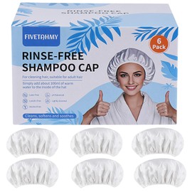 Shampoo Cap No Rinse for Elderly and Bedridden Patients, Rinse Free Shower Cap that Shampoos for Home, Nursing Home, Outdoor Travel, Waterless Hair Washing Shower Caps (6 Pack)