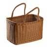 Sewroro Picnic Basket with Handles Handmade Plastic Woven Basket Multifunctional