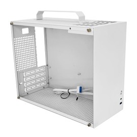 ALAMENGDA V500 Mini Portable M-ATX/ITX Computer Case, MINI-Tower CASE, Full Side Transparent DIY Desktop Case with Handle, Support 320MM GPU Size (White-2.0)