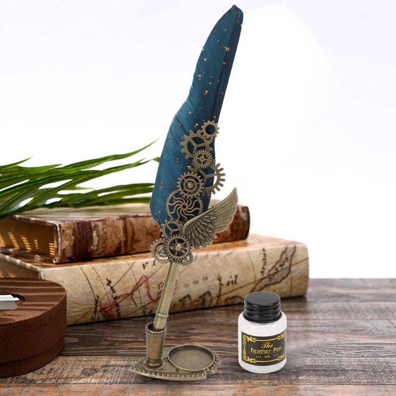 Quill Pen and Ink Set Vintage Style Glossy Writting Stainless