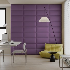 Extra Wide Light Purple Faux Leather Headboard Wall Mount Set - 12-Piece Peel & Stick Bed Backboard Panels (24x12 Inch), Queen/King Size Bed Frame Compatible