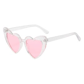 Long Keeper Heart Sunglasses Women - Retro Heart Shaped Sunglasses Colourful Frames UV400 Cute Fancy Funky Heart Glasses for Women Teen Girls