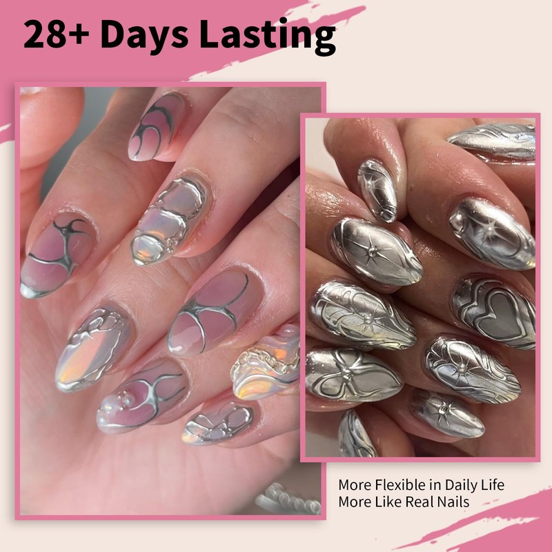 EARLMONI Short Almond Nail Tips - Soft Gel Full Cover