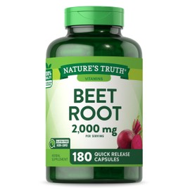 Nature's Truth Beet Root Capsules | 2,000mg | 180 Count | Non-GMO and Gluten Free Supplement