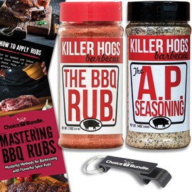 Killer Hogs AP All Purpose Seasoning & The BBQ Rub Premium Variety 2 Pk (25 oz) + Barbecue Masters & Bottle Opener (4 Items)!