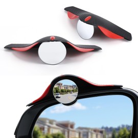 LivTee Car Blind Spot Mirror with Side Mirror Rain Guard 2 Pack, Carbon Fiber 2-in-1 Rear View Rain Mirror Covers, 360 Drgree Adjustable Convex Mirror, Automotive Exterior Accessories