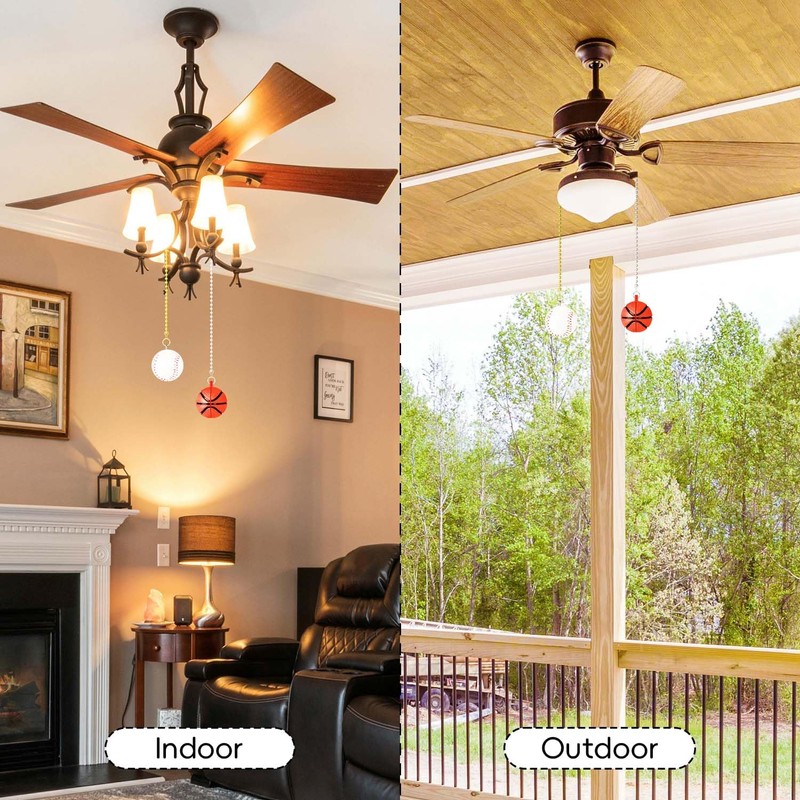 SHIFANQI Ceiling Fan Pull Chain, 2 Pack Basketball & Baseball