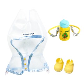 Tzwhwcx 17cm Doll Clothes-Raincoat Set, Transparent Cloak Raincoat + Yellow Shoes + Crossbody Water Bottle, Fits 17cm Trendy Dolls - Fashionable Outfit Accessories